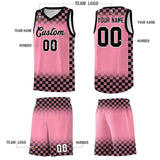 Custom Light Pink Black Classic Plaid Pattern Sports Uniform Basketball Jersey