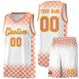 Custom White Light Orange Classic Plaid Pattern Sports Uniform Basketball Jersey