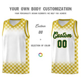 Custom White Old Gold Classic Plaid Pattern Sports Uniform Basketball Jersey