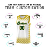 Custom White Old Gold Classic Plaid Pattern Sports Uniform Basketball Jersey