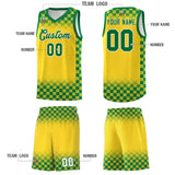 Custom Gold Kelly Green Classic Plaid Pattern Sports Uniform Basketball Jersey