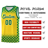 Custom Gold Kelly Green Classic Plaid Pattern Sports Uniform Basketball Jersey
