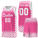 Custom Pink White Classic Plaid Pattern Sports Uniform Basketball Jersey