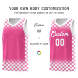 Custom Pink White Classic Plaid Pattern Sports Uniform Basketball Jersey