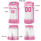 Custom White Pink Classic Plaid Pattern Sports Uniform Basketball Jersey