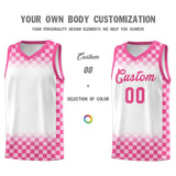 Custom White Pink Classic Plaid Pattern Sports Uniform Basketball Jersey