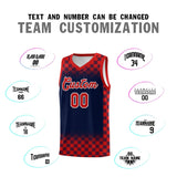 Custom Navy Red Classic Plaid Pattern Sports Uniform Basketball Jersey