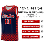 Custom Navy Red Classic Plaid Pattern Sports Uniform Basketball Jersey