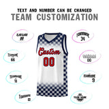 Custom White Navy Classic Plaid Pattern Sports Uniform Basketball Jersey