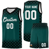 Custom Midnight Green Black Classic Plaid Pattern Sports Uniform Basketball Jersey
