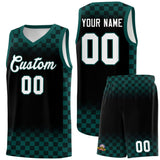 Custom Black Midnight Green Classic Plaid Pattern Sports Uniform Basketball Jersey
