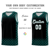 Custom Black Midnight Green Classic Plaid Pattern Sports Uniform Basketball Jersey