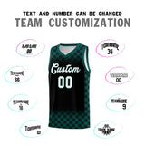 Custom Black Midnight Green Classic Plaid Pattern Sports Uniform Basketball Jersey