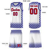 Custom White Royal Classic Plaid Pattern Sports Uniform Basketball Jersey