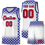 Custom White Royal Classic Plaid Pattern Sports Uniform Basketball Jersey