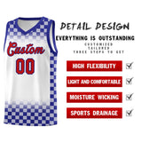 Custom White Royal Classic Plaid Pattern Sports Uniform Basketball Jersey