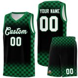 Custom Black Kelly Green Classic Plaid Pattern Sports Uniform Basketball Jersey
