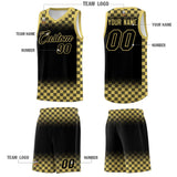 Custom Black Old Gold Classic Plaid Pattern Sports Uniform Basketball Jersey