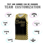 Custom Black Old Gold Classic Plaid Pattern Sports Uniform Basketball Jersey