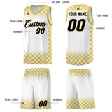 Custom White Old Gold Classic Plaid Pattern Sports Uniform Basketball Jersey