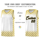 Custom White Old Gold Classic Plaid Pattern Sports Uniform Basketball Jersey