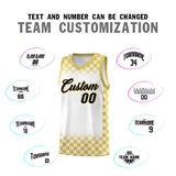 Custom White Old Gold Classic Plaid Pattern Sports Uniform Basketball Jersey