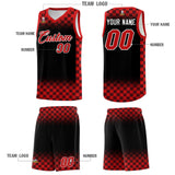 Custom Black Red Classic Plaid Pattern Sports Uniform Basketball Jersey