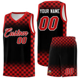 Custom Black Red Classic Plaid Pattern Sports Uniform Basketball Jersey