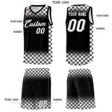 Custom Black White Classic Plaid Pattern Sports Uniform Basketball Jersey