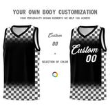 Custom Black White Classic Plaid Pattern Sports Uniform Basketball Jersey