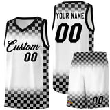 Custom White Black Classic Plaid Pattern Sports Uniform Basketball Jersey