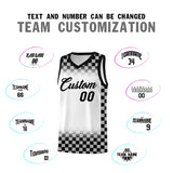Custom White Black Classic Plaid Pattern Sports Uniform Basketball Jersey