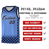 Custom Light Blue Navy Classic Plaid Pattern Sports Uniform Basketball Jersey