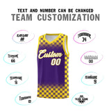 Custom Purple Gold Classic Plaid Pattern Sports Uniform Basketball Jersey