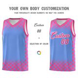 Custom Light Blue Pink Classic Plaid Pattern Sports Uniform Basketball Jersey