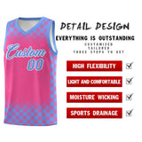 Custom Pink Light Blue Classic Plaid Pattern Sports Uniform Basketball Jersey