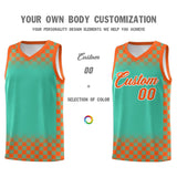Custom Bright Green Orange Classic Plaid Pattern Sports Uniform Basketball Jersey