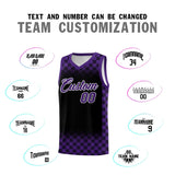 Custom Black Purple Classic Plaid Pattern Sports Uniform Basketball Jersey