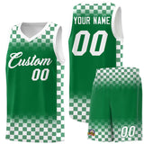 Custom Kelly Green White Classic Plaid Pattern Sports Uniform Basketball Jersey