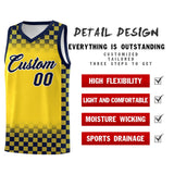 Custom Gold Navy Classic Plaid Pattern Sports Uniform Basketball Jersey