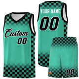 Custom Bright Green Black Classic Plaid Pattern Sports Uniform Basketball Jersey