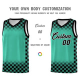 Custom Bright Green Black Classic Plaid Pattern Sports Uniform Basketball Jersey