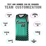 Custom Bright Green Black Classic Plaid Pattern Sports Uniform Basketball Jersey