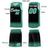 Custom Black Bright Green Classic Plaid Pattern Sports Uniform Basketball Jersey
