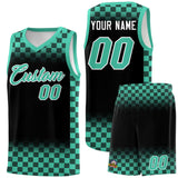 Custom Black Bright Green Classic Plaid Pattern Sports Uniform Basketball Jersey