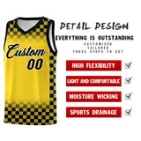 Custom Gold Black Classic Plaid Pattern Sports Uniform Basketball Jersey