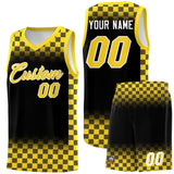 Custom Black Gold Classic Plaid Pattern Sports Uniform Basketball Jersey