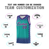 Custom Aqua Purple Classic Plaid Pattern Sports Uniform Basketball Jersey