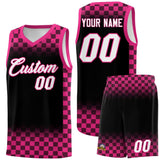 Custom Black Pink Classic Plaid Pattern Sports Uniform Basketball Jersey