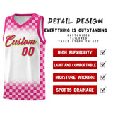 Custom White Pink Classic Plaid Pattern Sports Uniform Basketball Jersey